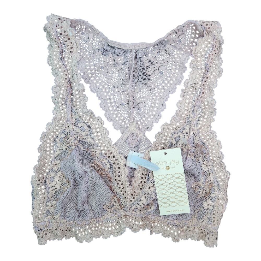 Eberjey Colette Racerback Bralette Quartz Lavender Lace B718R Womens Size Medium
